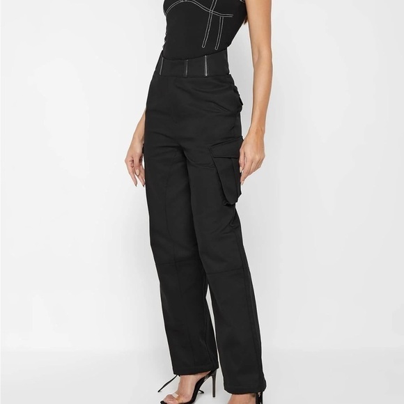 Zara- Black Cargo Tuxedo Pants - Picture 1 of 4